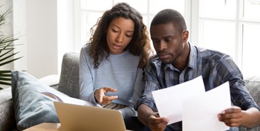 couple looking at mortgage